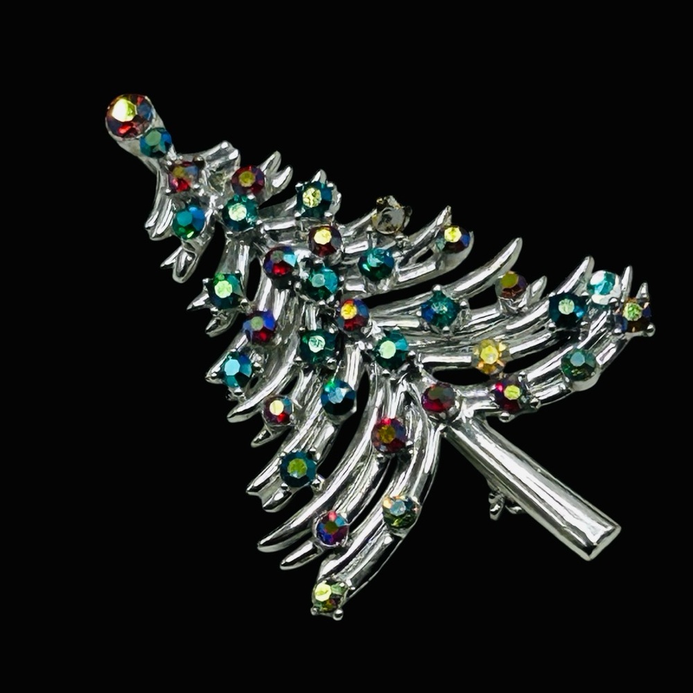 Vintage Dodd’s Rhinestone Christmas Tree Brooch